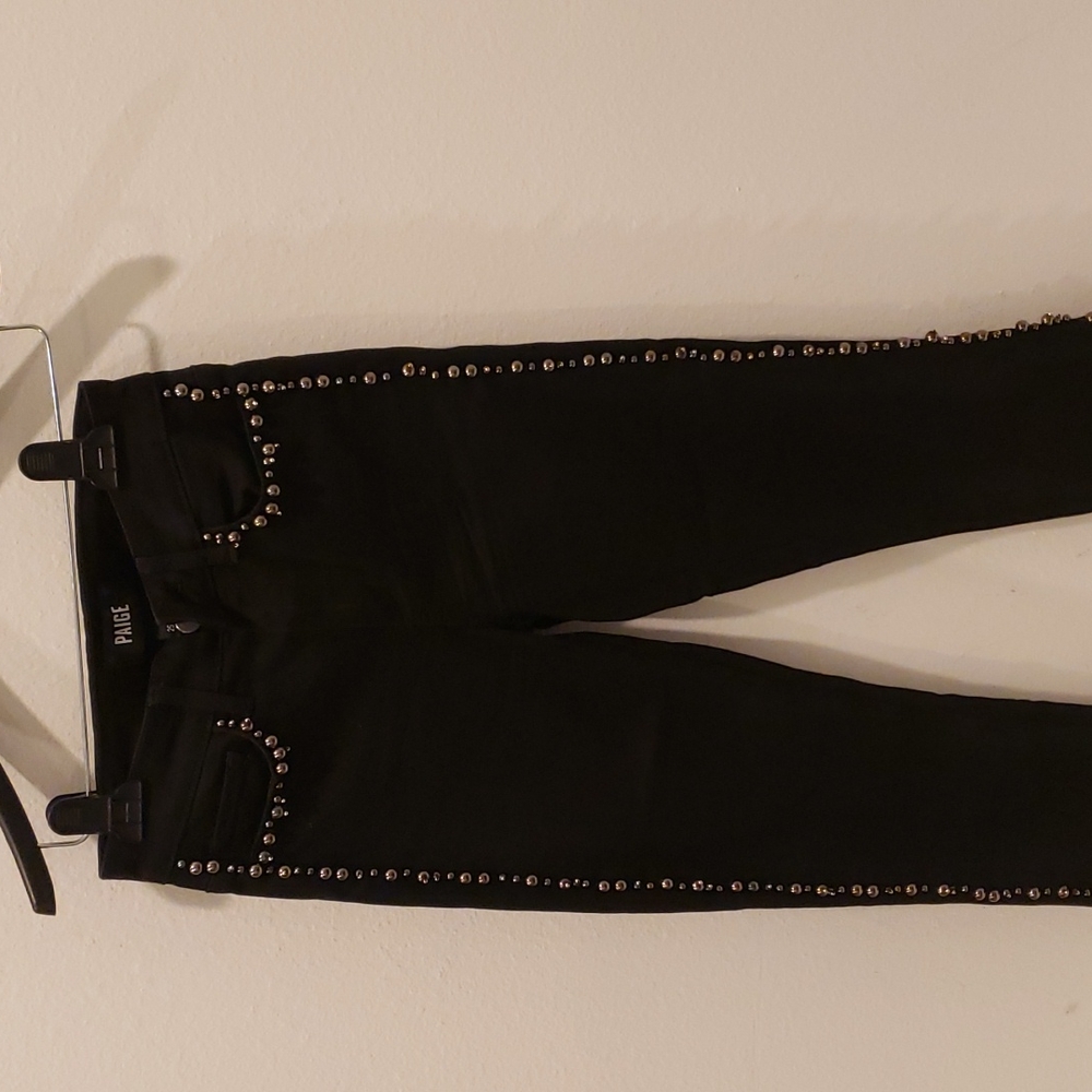 PAIGE, Black Hoxton Ankle peg pants, Size 25